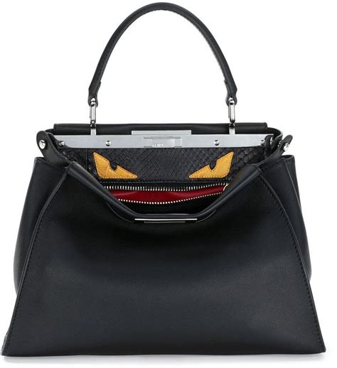 fendi bag black eye|Fendi black leather bag.